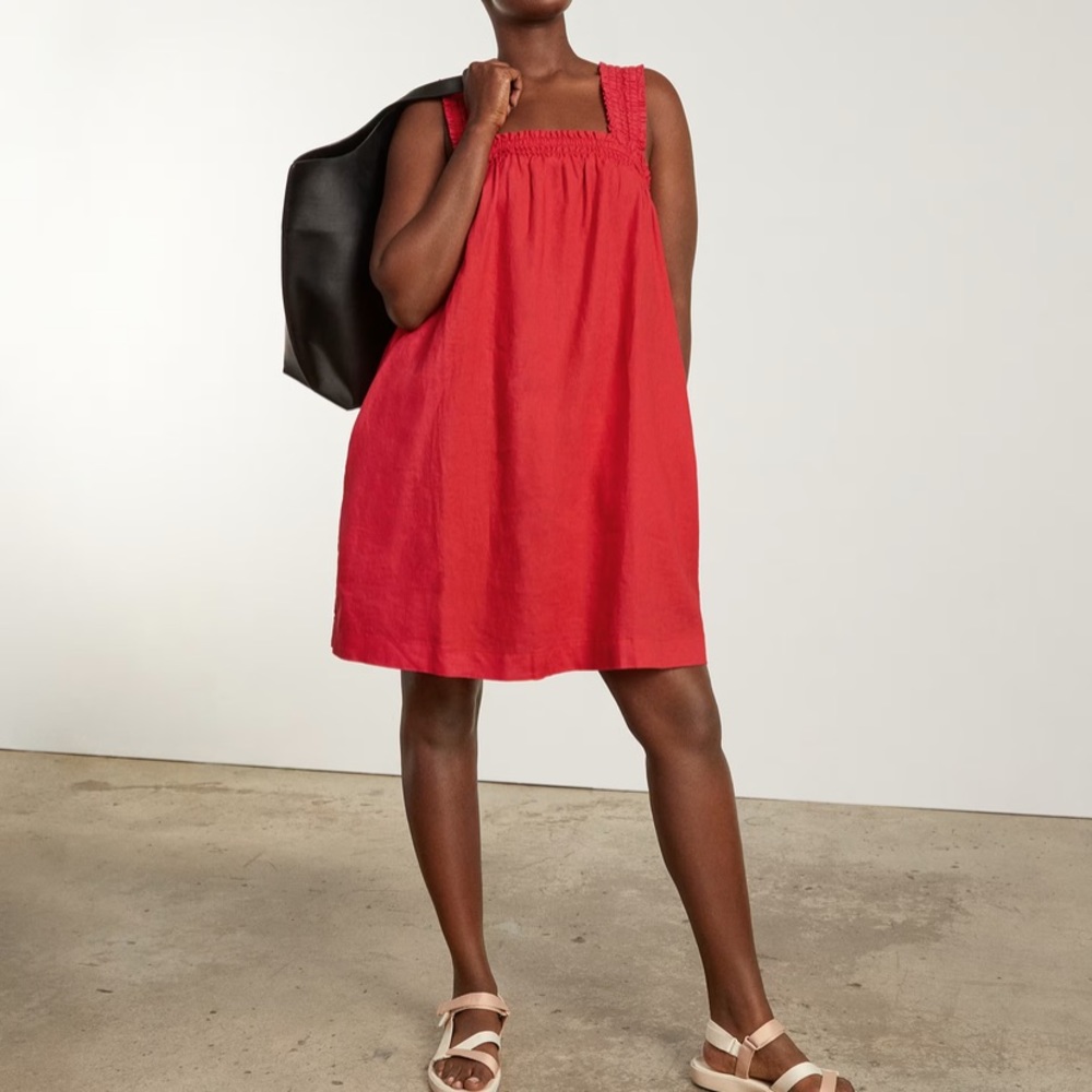NEW Everlane Smocked Linen Dress